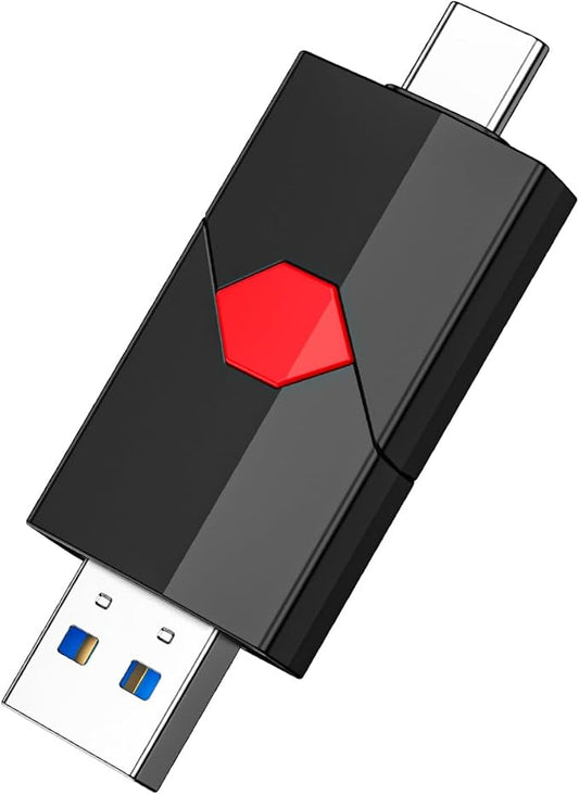 Aiibe 128GB USB C Flash Drive Dual Type C + USB A 128GB 3.1 Thumb Drive Push-Pull Jump Drive for iPhone 15/16 Smartphone Tablet Computer