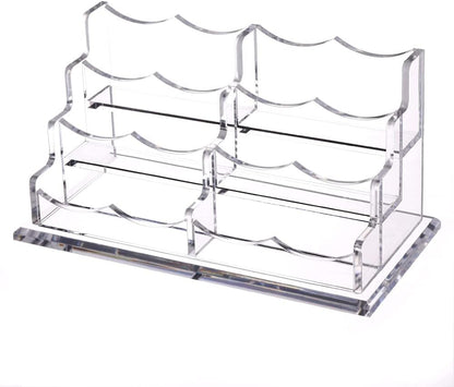 Business Card Holder for Desk, Vertical Clear Acrylic Business Card Display Holders for Desktop (3Tier 6Pocket), (BCH-01)