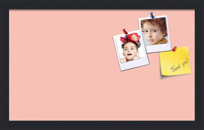 PinPix 20x12 Inch Cork Bulletin Board. This Decorative Framed Pin Board Comes with Pink Pastel Design and a Satin Black Frame. Ideal for Home Office Decor or Message Board (PinPix-1813)