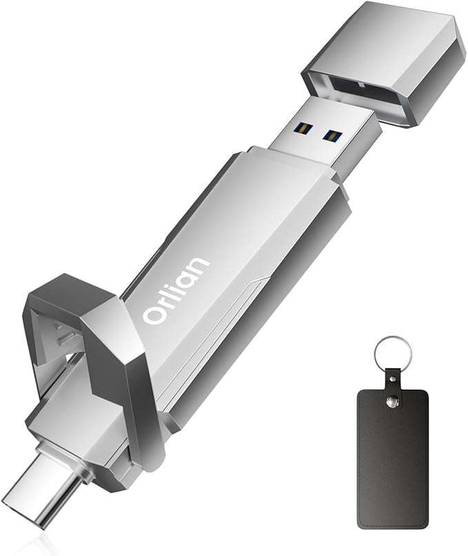 512G External Portable SSD USB Solid State Drive, Up to 1000MB/s USB 3.2 Gen 2 Solid State, Type C + A Dual Drive for iPhone15,16/ipad/Mac/Android/Windows Laptops, Silver