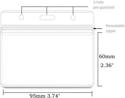 Name Tag 100 Pack Badge ID Card Holders Clear Plastic Horizontal Premium Badge Holder
