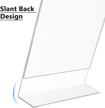 MaxGear Acrylic Sign Holder 8.5 x 11 Inches , Clear Sign Holders Plastic Display Stand Slant Back Countertop Display Picture Frames for Menus, Flyer, Use In Office, Store, 32 Pack