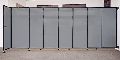 Wall-Mounted Sliding StraightWall Room Divider | Adjustable Widths | Locking Wheels | Room Separator | Up to 7'2" Wide x 7'6" Tall Mocha Fabric Panels