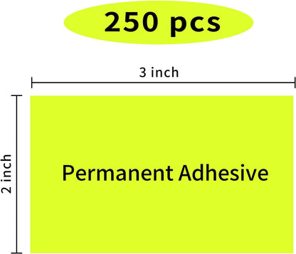 STARLIBOO Neon Colored Labels Stickers 3 x 2 Inch, Rectangle Moving Labels Stickers, 250Pcs Garage Sale Price Stickers, Adhesive Moving Labels for Boxes- Fluorescent Yellow