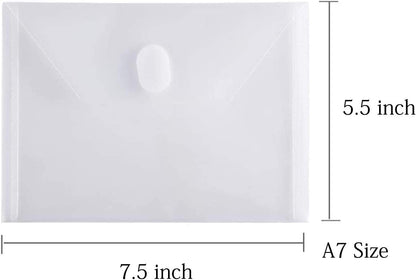 5x7 Small Plastic Envelopes Receipt Check Storage File Holder Case 36 Pack Hook & Loop Closure (clear-36 pack)