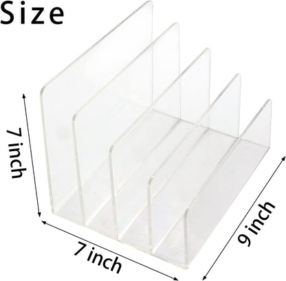 Acrylic Desk File Organizer 2 Pack, 4 Section Letter Organizer, Clear Folder Holder, Desktop File Holder for Document, Notebook and Newspaper, Clear Desk Storage Rack for Home and Office Use