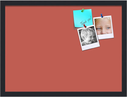 PinPix 23x17 Inch Cork Bulletin Board. This Decorative Framed Pin Board Comes with Crimson Pastel Design and a Satin Black Frame. Ideal for Home Office Decor or Message Board (PinPix-1807)