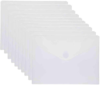 9x7 Clear Plastic Envelopes Hook Loop Closure Receipt Stickers Storage Holder 10 Pack