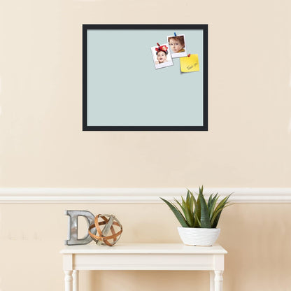 PinPix 24x20 Inch Cork Bulletin Board. This Decorative Framed Pin Board Comes with Soft Blue Design and a Satin Black Frame. Ideal for Home Office Decor or Message Board (PinPix-1814)