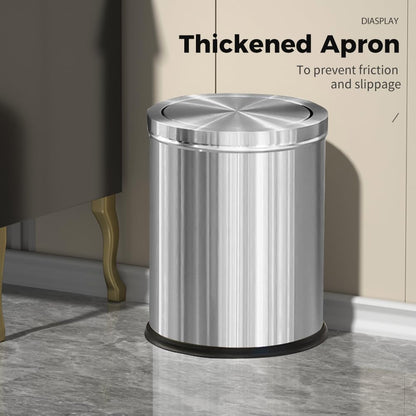 15L/4GAL Silver Stainless Steel Bathroom Garbage can, Bathroom Trash Can with Flipping Lid，Brushed Nickel Gaebage Can for Bedroom,Living Room,Office,Hotel,Shop,Restaurant (15L-Silver)