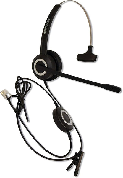 Spracht Wired Headset for Desktop Phone | Single Ear Universal Headset for Office Telephones | Mono Head Set with Microphone - Works with Polycom Digium Nortel Yealink Grandstream Cisco Zum RJ9