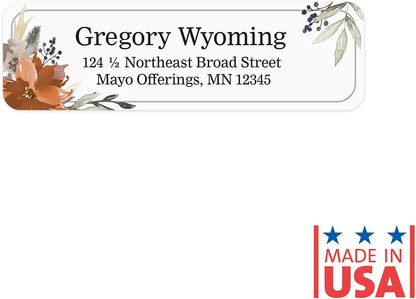 Indie Floral Rolled Address Labels/Roll of 250 Personalized Return Address Labels/Designer Return Address Stickers in Elegant Plastic Dispenser