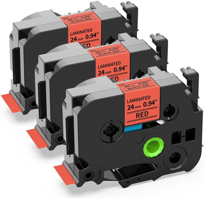 Label KINGDOM 24mm Red Label Tape Replacement for Brother TZe-451 TZe451 1 Inch Black on Red TZ Tape 24mm 0.94 Compatible with Brother P Touch for PTD600 PTP710BT PTP700 PT2730, 3-Pack