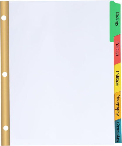 Binder Divider, PANDRI 120 Pack Binder Index White Dividers with 5 Tabs, Letter Size Paper Binder Divider for School Office Home Business