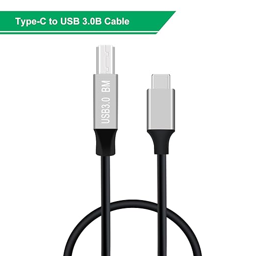 USB 3.0 Printer Cable Super Speed 5Gbps USB 3.0 Type C to B Male Cable for Scanner, External Hard Drives, Multifunction Printers etc (Typ C Silvery, 1 m)