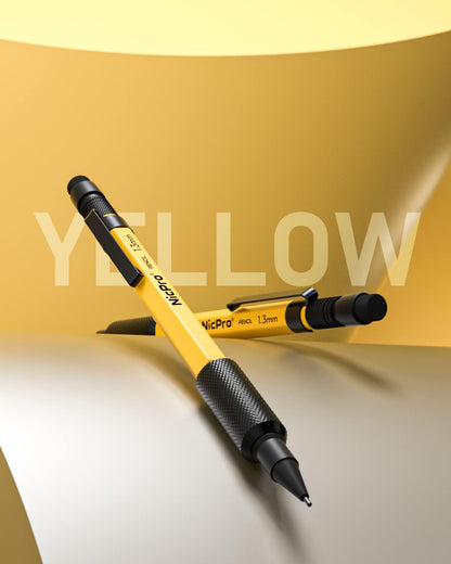 Nicpro 21PCS 1.3 mm Mechanical Pencil Set in Leather Bag with 138 Lead Refill, Eraser, Eraser Refills - Weatherproof Metal Barrel, Heavy Duty Carpenter Pencil for Outdoor Marking Drawing Woodworking