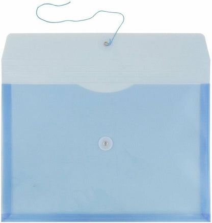 JAM PAPER Plastic Envelopes with Button & String Tie Closure - Legal Booklet - 9 3/4 x 14 1/2 - Blue - 3/Pack