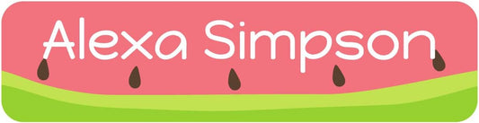 Name Bubbles - Custom Small Rectangle Name Labels for Kids (64 Labels) - Personalized Waterproof Name Stickers for Daycare, Lunch Boxes, Water Bottles, Shoes, School Supplies, & Camp (Watermelon)