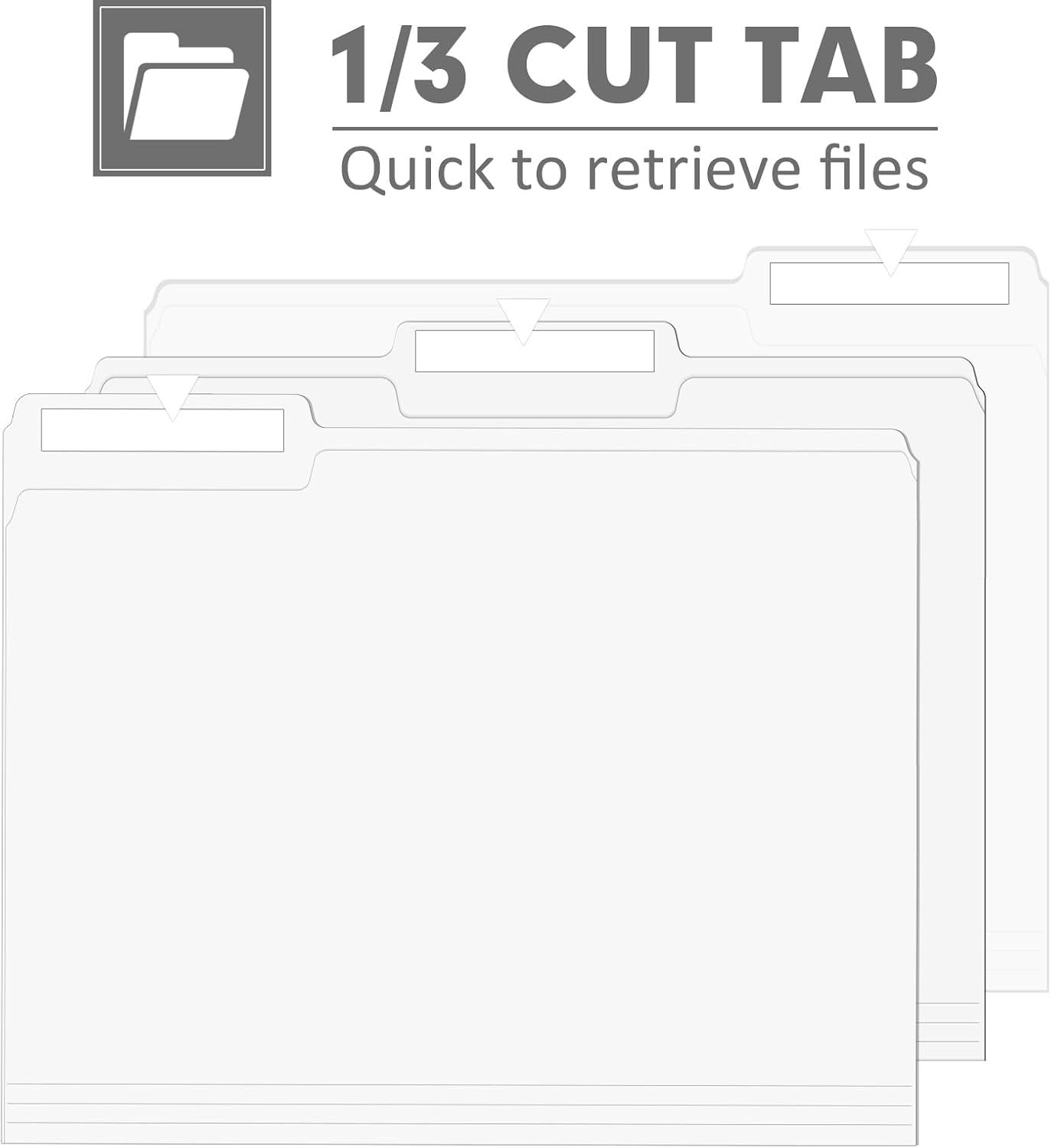 File Folder, PANDRI 120 Pack File Folder, 1/3 Cut Tab, Letter Size, Filing Folder for Office School Business, White