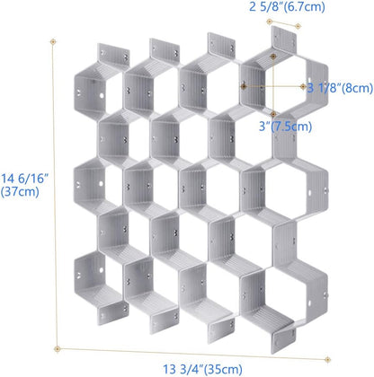 Poeland Drawer Divider Organizer DIY Plastic Grid Honeycomb Drawer Divider Gray 2 Pack