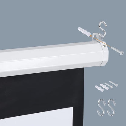 Projector Screen 100 Inch 16:9 HD Portable Manual Pull Down Projector Screen, Wall Ceiling Mounted Retractable Widescreen for Home Theater Cinema Office Movie TV Game, White