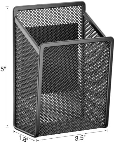 LUCYCAZ Magnetic Pen Holder - Single Magnetic Pencil Locker Holder Organizer, Strong Magnets Mesh Marker Holder Pen Basket for Whiteboard, Refrigerator and Locker