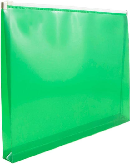 JAM PAPER Plastic Envelopes with Zip Closure - Letter Booklet - 9 3/4 x 13 - Green - 3/Pack