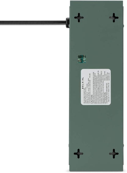 Belkin Power Strip Surge Protector - 10 AC Outlets, 15ft Heavy Duty Metal Extension Cord with Wall Mount Holes for Home, Office, Travel, Computer Desktop, Laptop & Phone Charging Brick