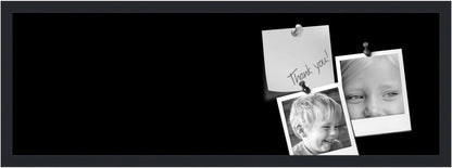 PinPix 36x12 Inch Cork Bulletin Board. This Decorative Framed Pin Board Comes with Solid Black Design and a Satin Black Frame. Ideal for Home Office Decor or Message Board (PinPix-622)