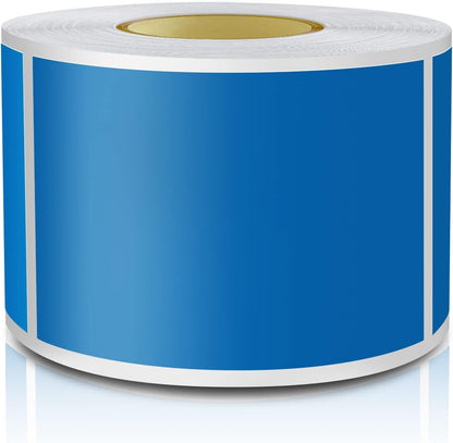 Blue Rectangle Sticker Labels 3×2 Inch Vinyl Stickers Color Coding Name Tags Roll Removable Waterproof 300 per Dispenser Box