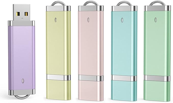 Aiibe 2GB 2G USB Flash Drive 5 Pack USB 2.0 Memory Stick Thumb Drives 2GB (5 Mixed Colors: Blue Green Yellow Pink Purple)