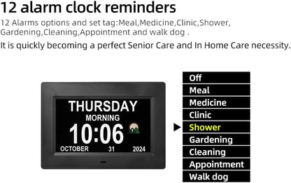 WiFi Digtial Wall Clock,Desk Clock with Weather Temperature Humidify,10 Day Weather Forecast,Weather Station with Digital Calendar and Dementia Alarm clockx for Seniors.(Black, 7 inches)