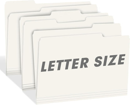 File Folder, RAZCC 150 Pack 1/3 Cut Tab File Folders Letter Size, Folders for Dcouments, Folders with Tab Great for Organizing and Easy File Storage, White