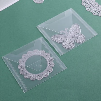 10 Pack Large Stamp & Die Storage Pockets Reusable Clear Plastic Seal Bags Storage Case for Cutting Dies Stencil Album Stamp Crafts Paper Card Craft Stamping Die Cuts Organizer Holder 4.75X4.75inch