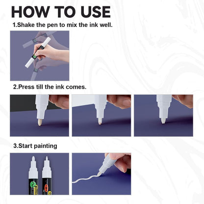 TRANSON 2 Black and 2 White Dual-tip Permanent Paint Markers Oil Based Waterproof