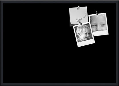 PinPix 40x28 Inch Cork Bulletin Board. This Decorative Framed Pin Board Comes with Solid Black Design and a Satin Black Frame. Ideal for Home Office Decor or Message Board (PinPix-622)