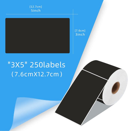 PARLAIM 3 X 5 Inch 250 Per Roll Rectangle Inventory Color Coding Labels,Roll Square Label Stickers for Home Black