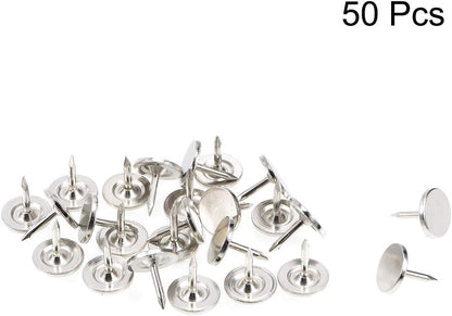 uxcell Upholstery Nails Tacks 9.5mmx10mm Flat Head Furniture Nails Pins Silver Tone for Furniture Sofa Headboards, 50 Pcs