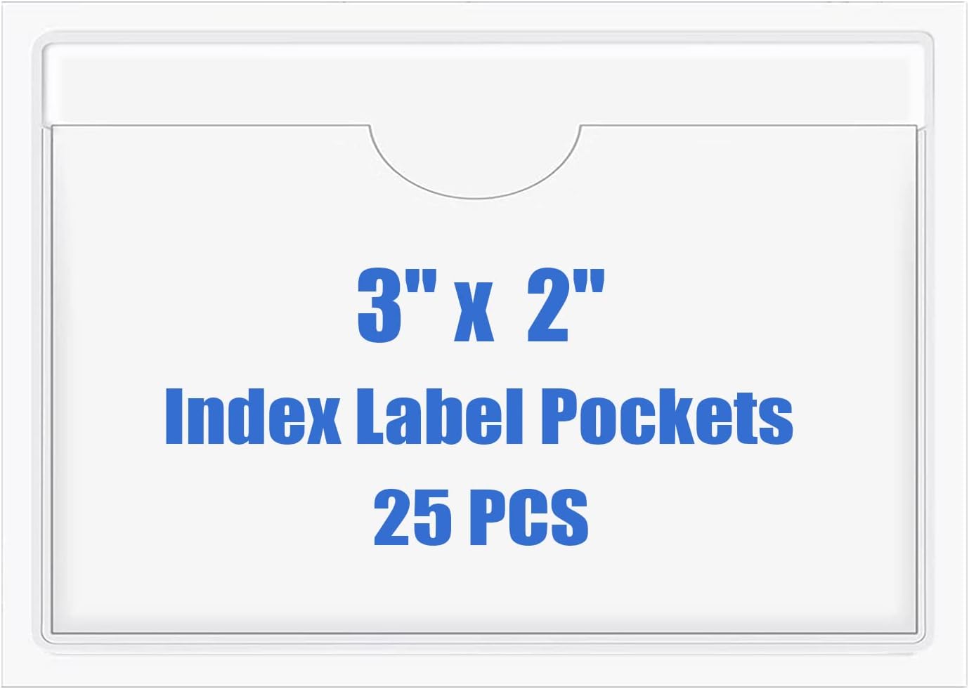 Origin-Joy 25 PCS Self-Adhesive Index Label Pockets, Clear Plastic Peel & Stick Card Holders with Top Open for Loading (3 x 2 inch)