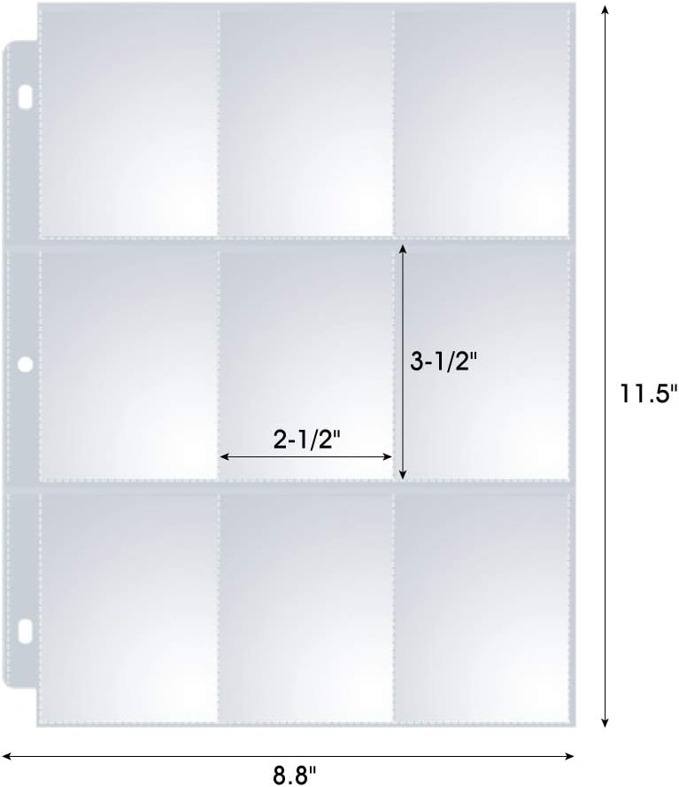 36 Pack 9 Pocket Page Protectors, Sooez Trading Card Sleeves for 3 Ring Binder, Baseball Cards Holder, Protective Pages Sheets for Binders Album, Fit for YuGiOh, MTG, Game, Business & Sports Cards