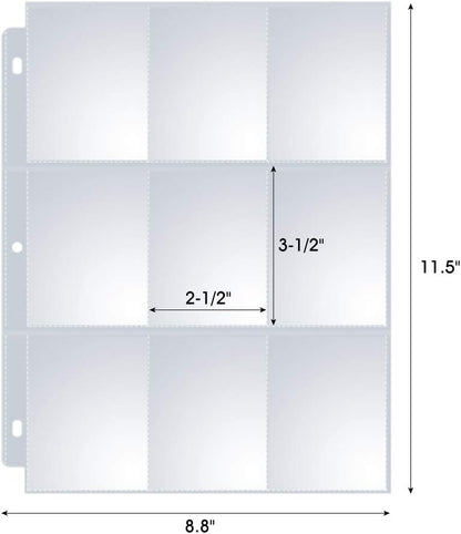 36 Pack 9 Pocket Page Protectors, Sooez Trading Card Sleeves for 3 Ring Binder, Baseball Cards Holder, Protective Pages Sheets for Binders Album, Fit for YuGiOh, MTG, Game, Business & Sports Cards
