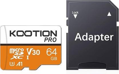 KOOTION Micro SD Card 64GB UHS-I microSDXC Flash Memory Card with Adapter, C10, U3, A1, V30, 4K UHD TF Card