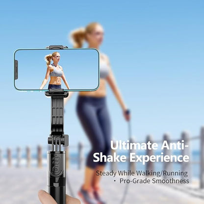 Phone Gimbal Stabilizer for Phone,Selfie Stick & Tripod with Remote Control | One-Touch Horizontal/Vertical Switch & 360° Rotation | Portable Design | Ideal for TikTok, YouTube, Vlog, Live Streaming