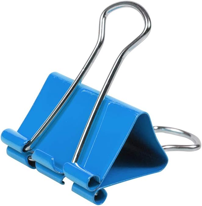 JAM PAPER Colorful Binder Clips - Medium - 1 1/4 Inch (32 mm) - Blue Binderclips - 15/Pack