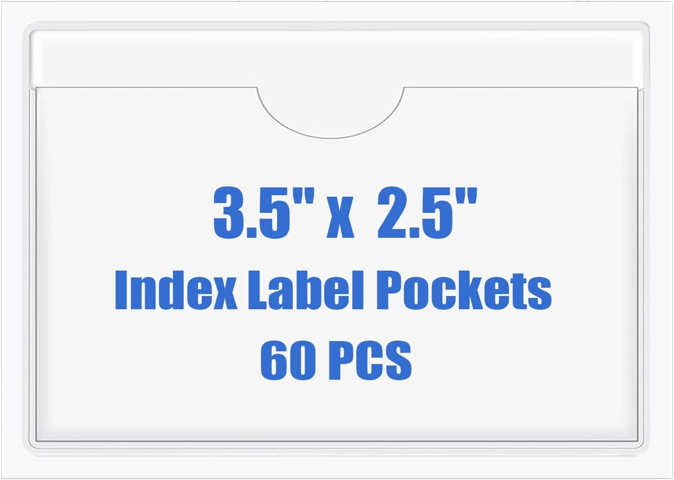 Origin-Joy 60 PCS Self Adhesive Index Card Pockets with Top Open, Clear Plastic Label Holder for Cards of Note, Library and Business, Adhesive Label Pockets & Card Holder (3.5 x 2.5 inch)