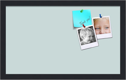 PinPix 20x12 Inch Cork Bulletin Board. This Decorative Framed Pin Board Comes with Soft Blue Design and a Satin Black Frame. Ideal for Home Office Decor or Message Board (PinPix-1814)