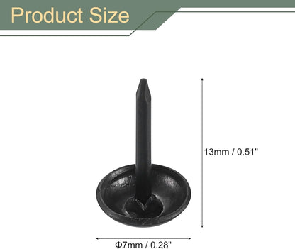 uxcell 50 Pcs Upholstery Tacks, 7 x 13mm Round Head Upholstery Nails Pins Vintage Decorative Furniture Tacks for Chairs Sofas Beds DIY Project, Black