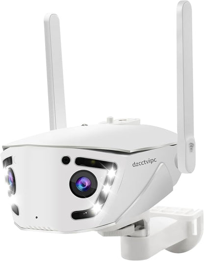 4K/4MP Dual Lens 180-Degree Ultra-Wide Panoramic Angle Outdoor Home Security Smart Bullet IP Camera,Human/Vehicle/Pet Detection,Color Night Vision,2 Way Audio,Dual Band WiFi,24/7 Recording