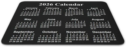 Calendar Mouse pad, 2026 Horizontal Calendar Natural Rubber Mouse Pad, Quality Creative Gaming Rectangle Mouse Personalized Desk Mouse Pad 9.5 inch x 7.9 inch