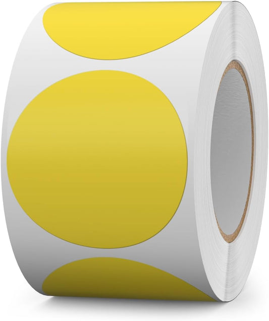 500 PCS Colored Dot Stickers 2 Inch Vinyl Yellow Circle Labels Removable Waterproof Color Coding Round Floor Sticker for Inventory School Marking Organization